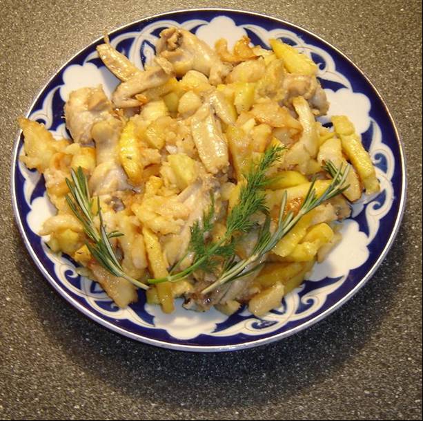 Photo de la recette « Poulet frit et pommes de terre frites »