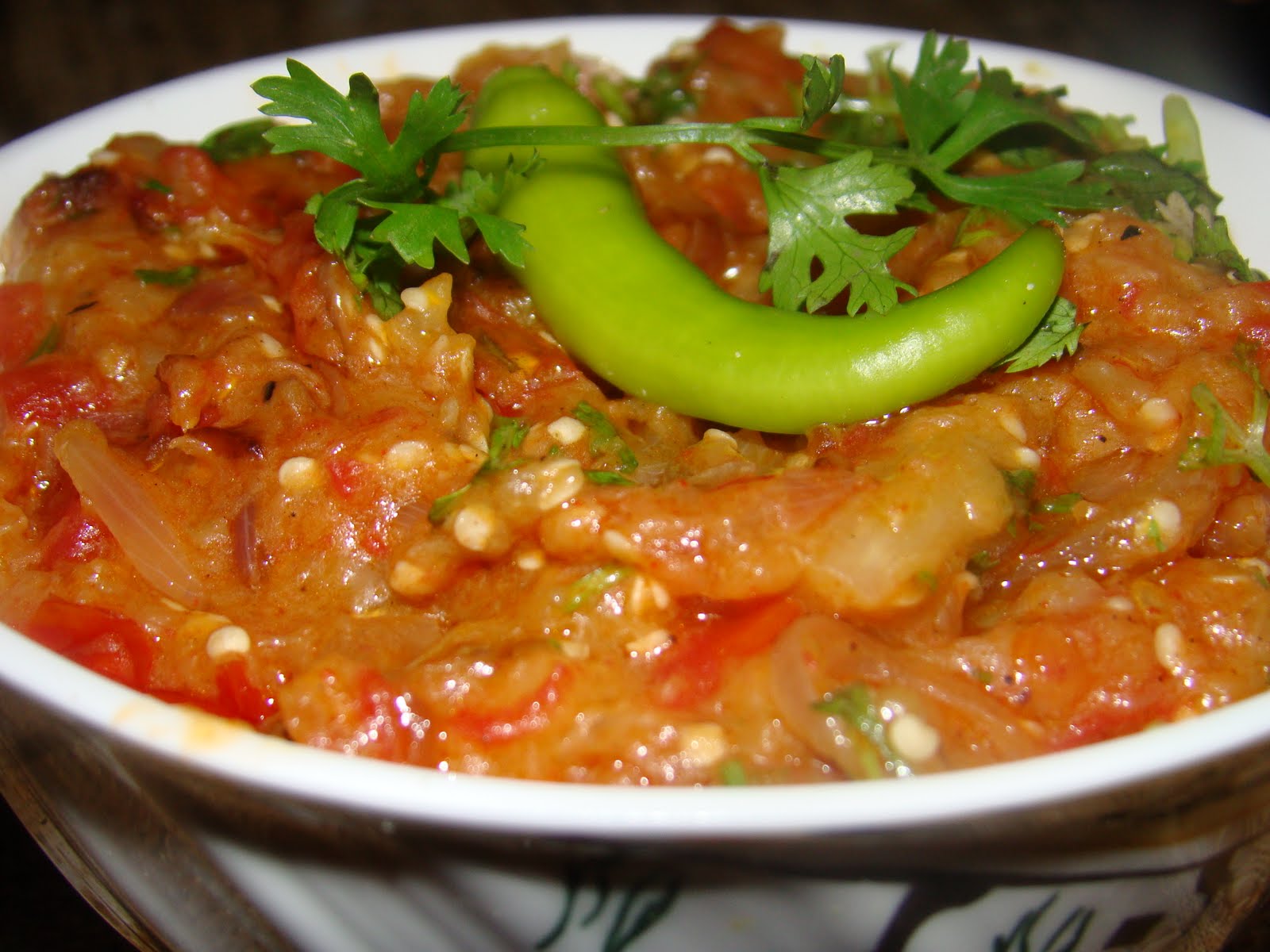 Photo de la recette « Baingan bartha du Sud de l'Inde à la noix de coco et au piment »