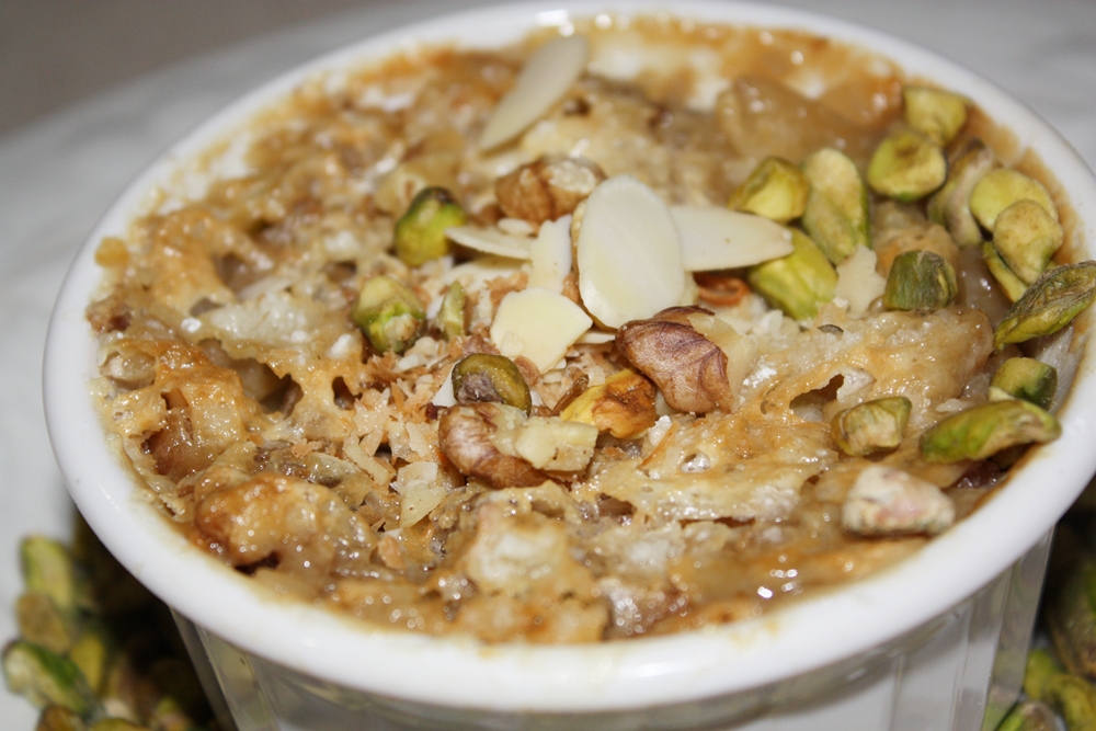 Photo de la recette « Om Ali (pâte feuilletée aux noix et à la crème fouettée) »